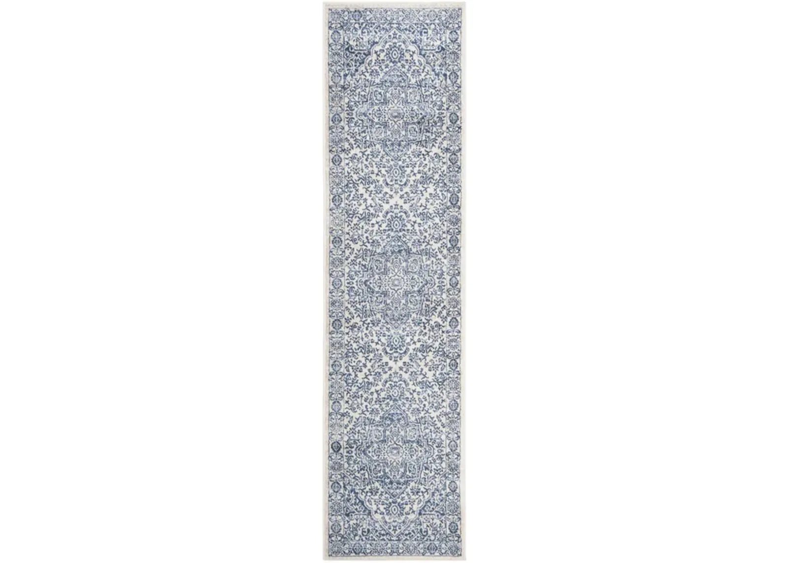 Brentwood 832 Navy / Light Grey 2' X 12' Runner Powerloomed Rug