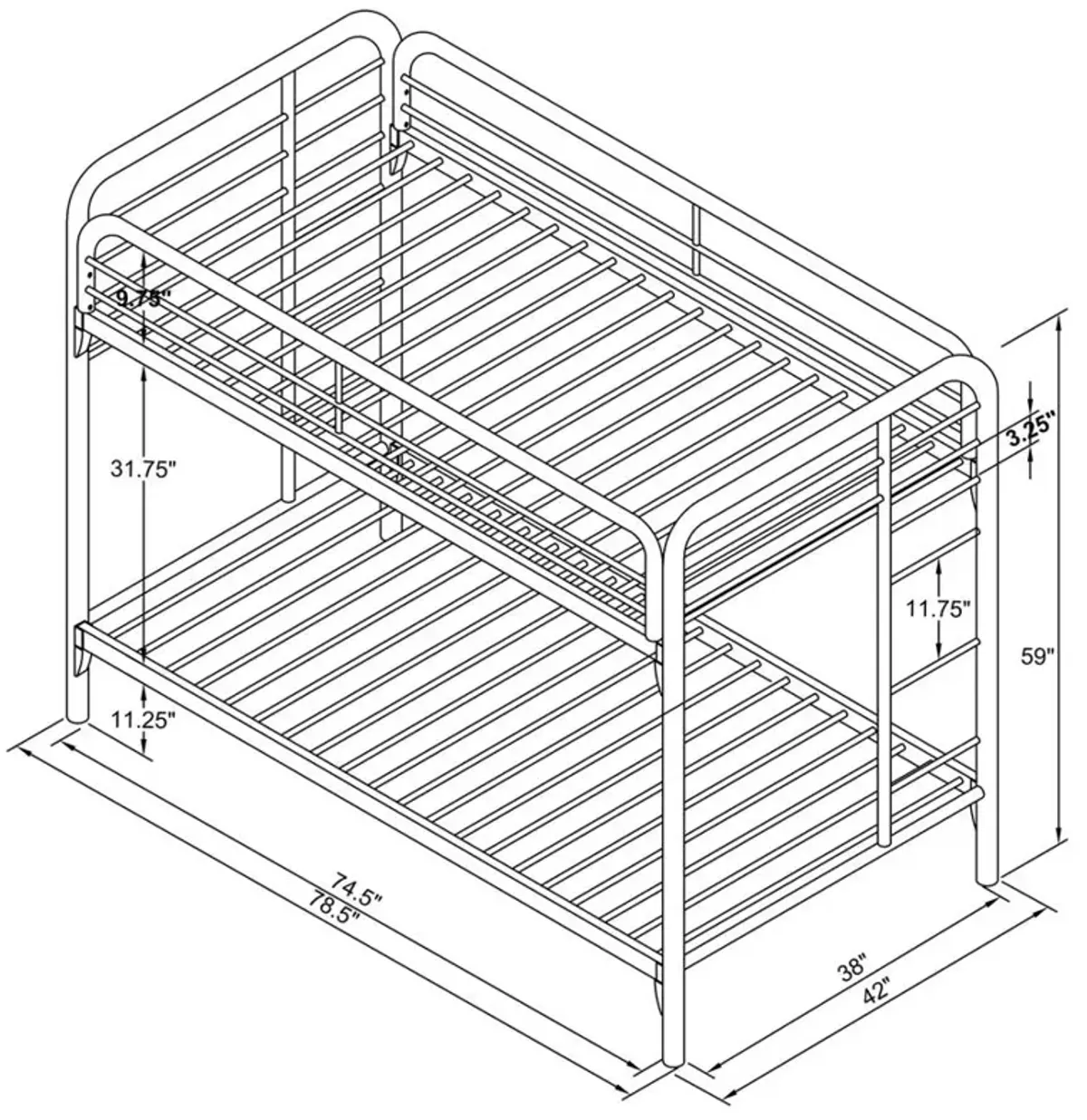 Morgan Twin Over Twin Bunk Bed Silver