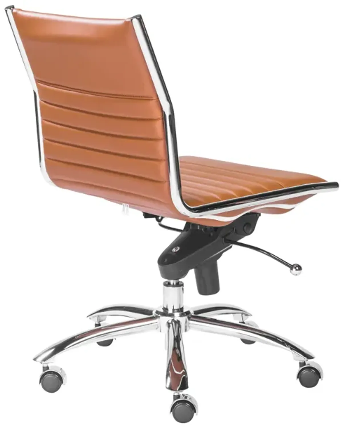 Dirk Low Back Office Chair w/o Armrests in Cognac with Chrome Base