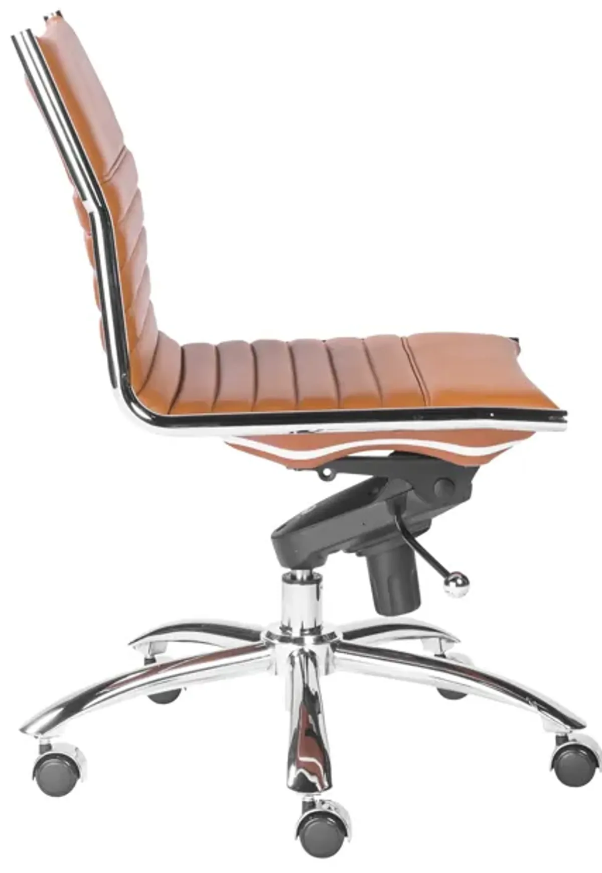 Dirk Low Back Office Chair w/o Armrests in Cognac with Chrome Base