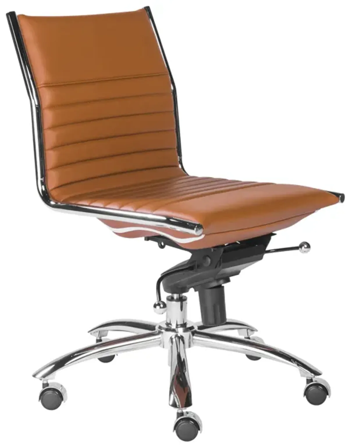 Dirk Low Back Office Chair w/o Armrests in Cognac with Chrome Base