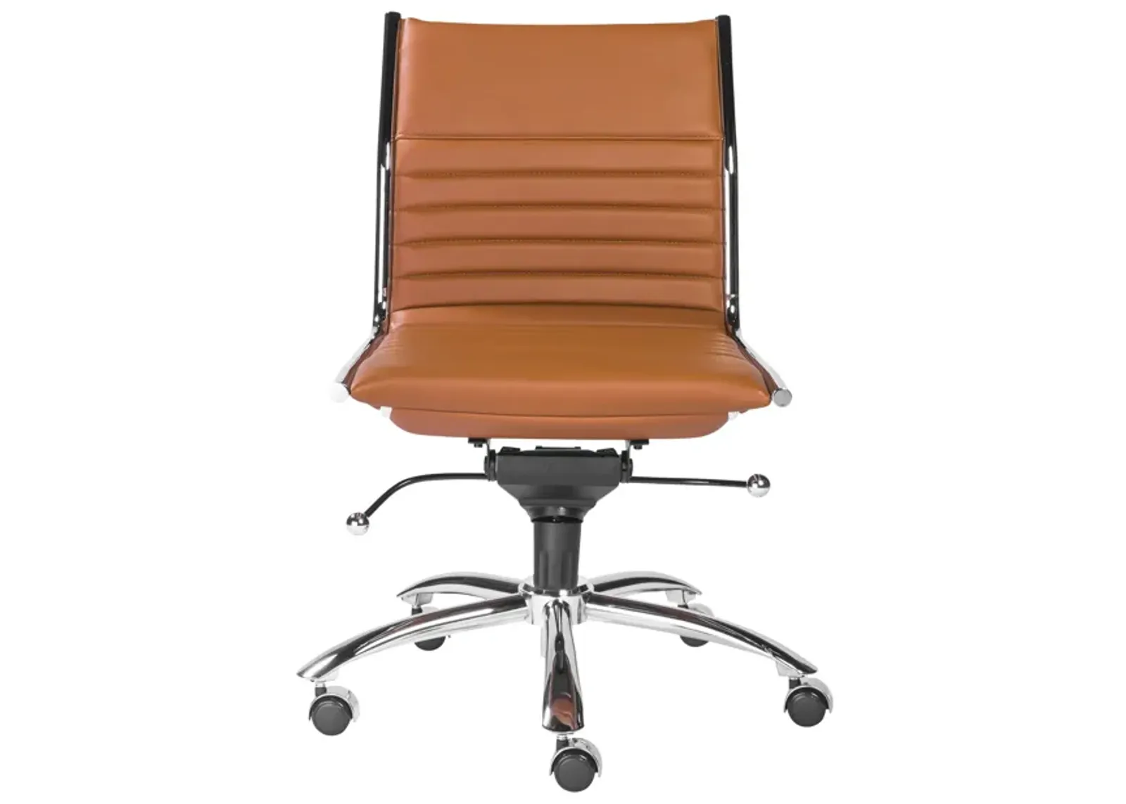 Dirk Low Back Office Chair w/o Armrests in Cognac with Chrome Base