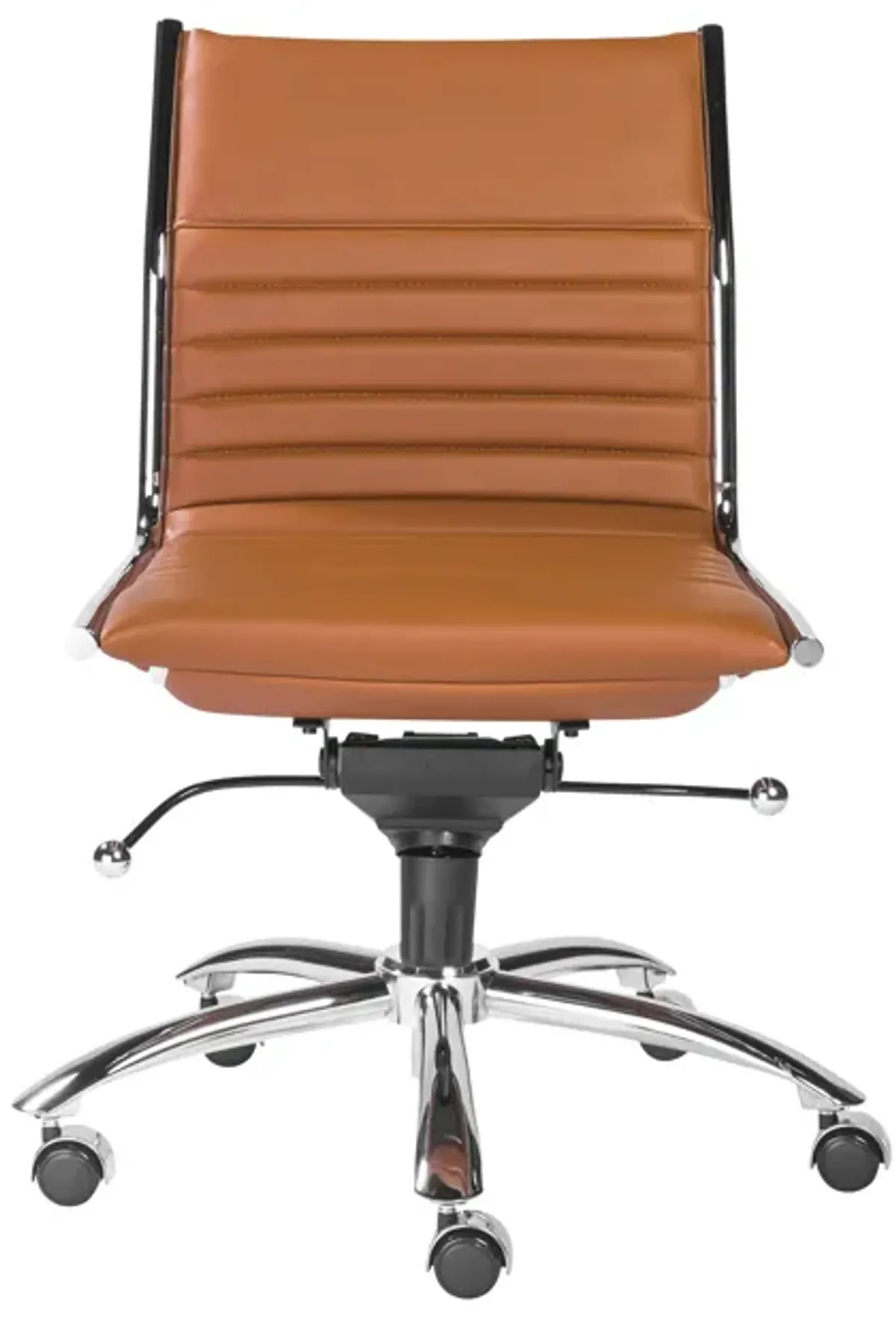 Dirk Low Back Office Chair w/o Armrests in Cognac with Chrome Base