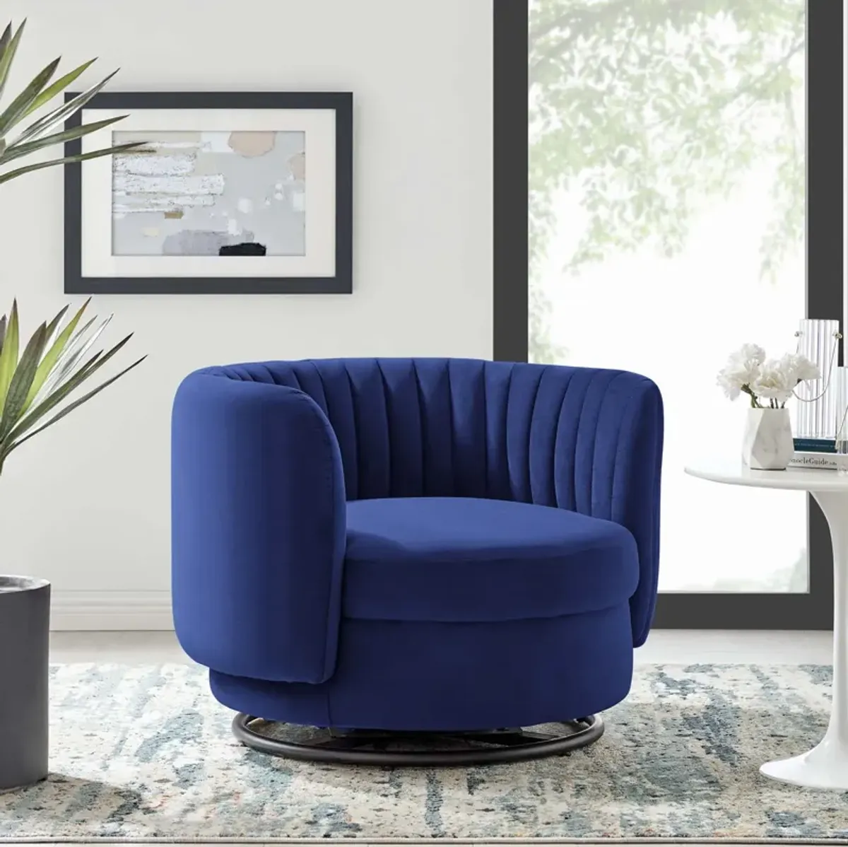 Embrace Tufted Performance Velvet Performance Velvet Swivel Chair