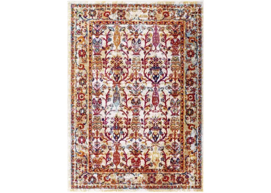 Entourage Jessa Distressed Vintage Floral Lattice 5x8 Area Rug