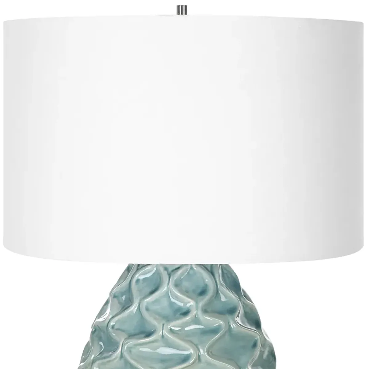 Laced Up Sea Foam Glass Table Lamp