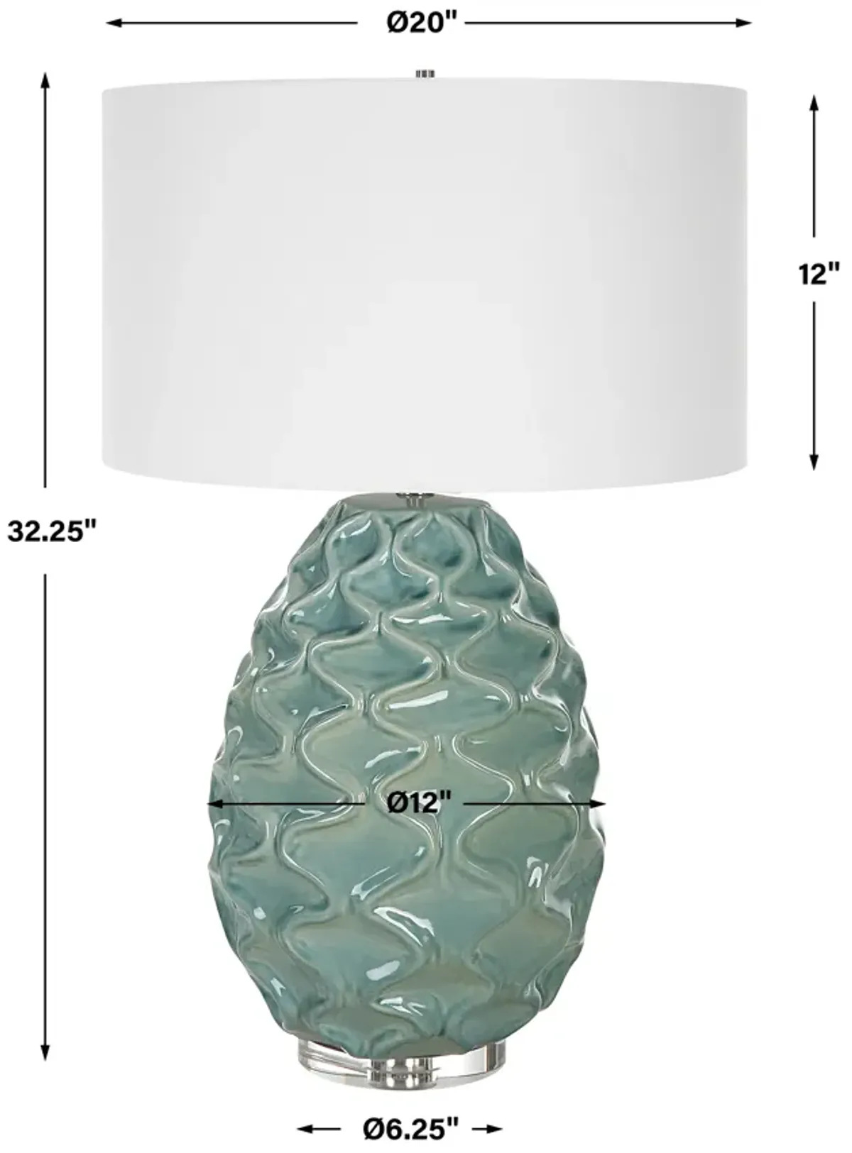 Laced Up Sea Foam Glass Table Lamp