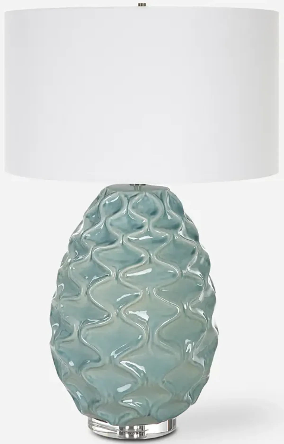 Laced Up Sea Foam Glass Table Lamp