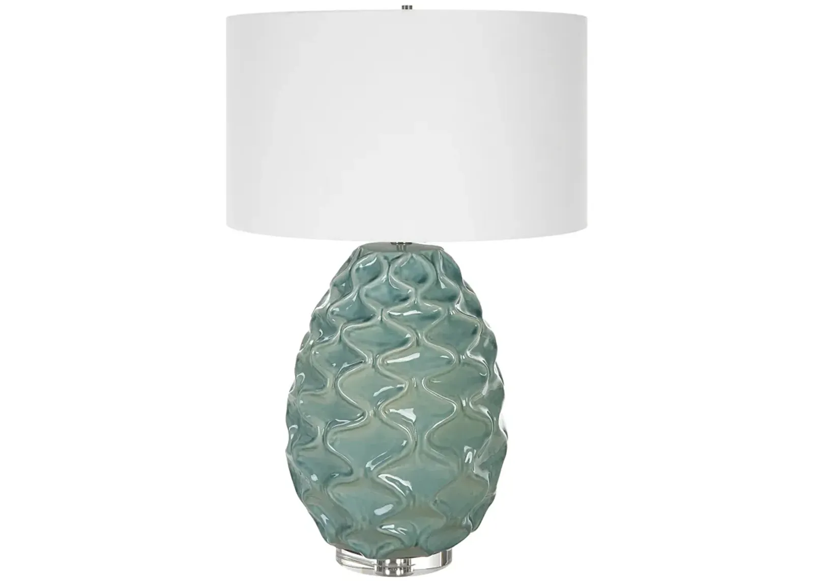 Laced Up Sea Foam Glass Table Lamp