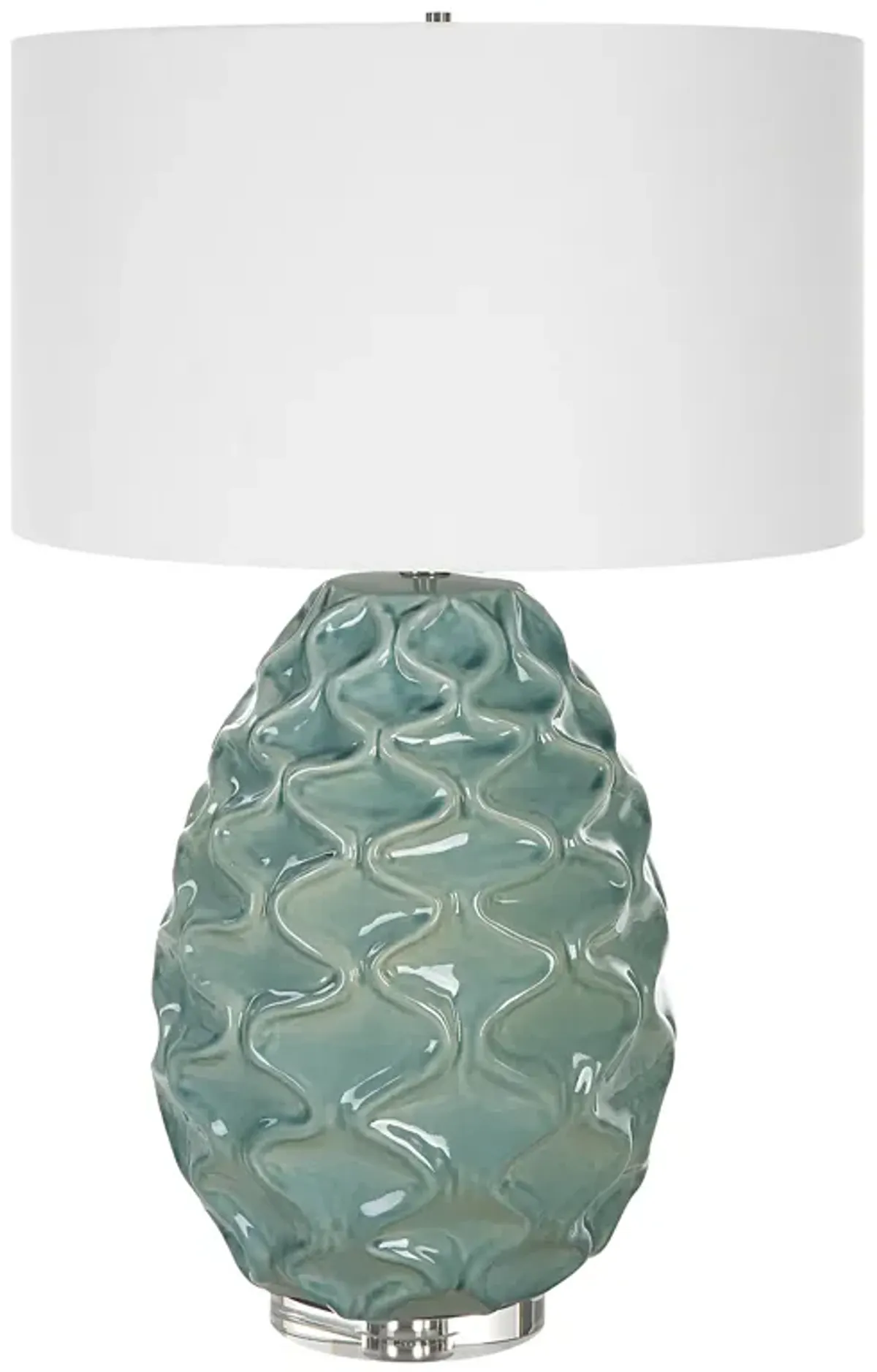 Laced Up Sea Foam Glass Table Lamp