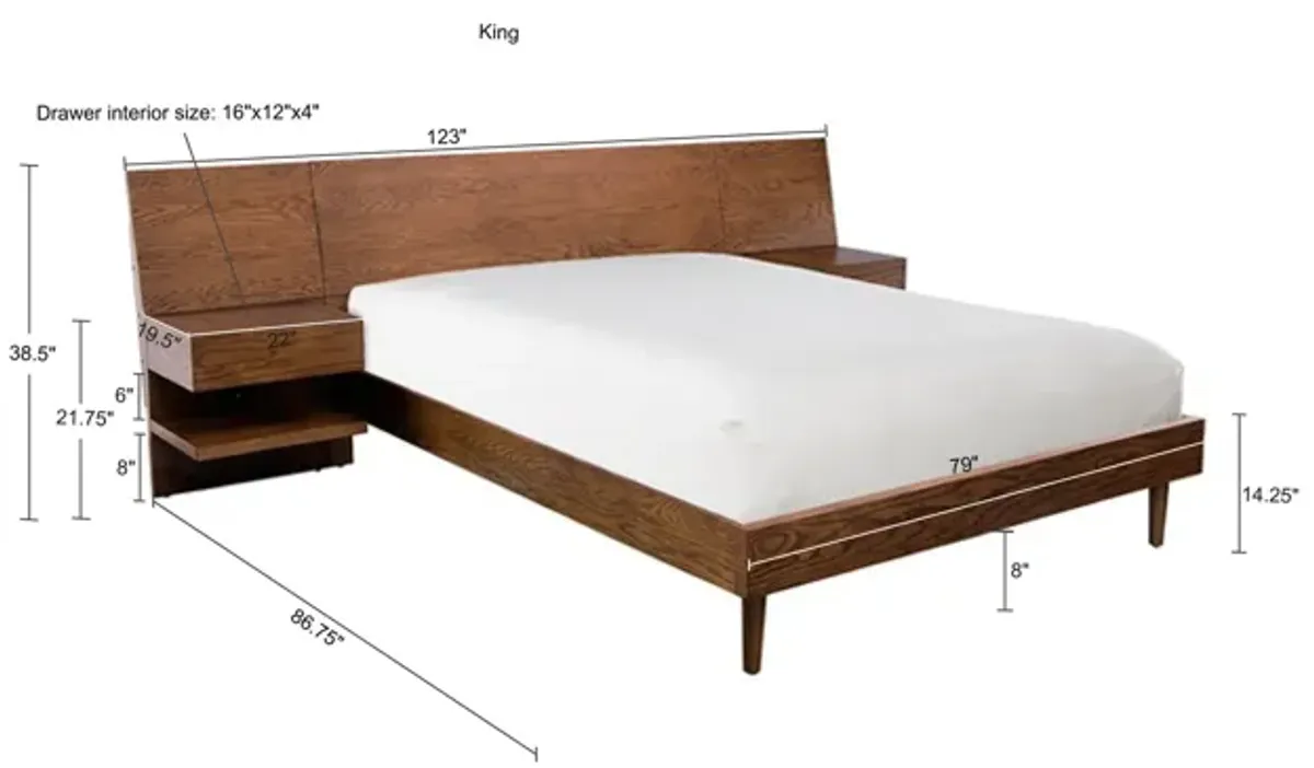 INK+IVY Clark Pecan Bed with 2 Nightstands