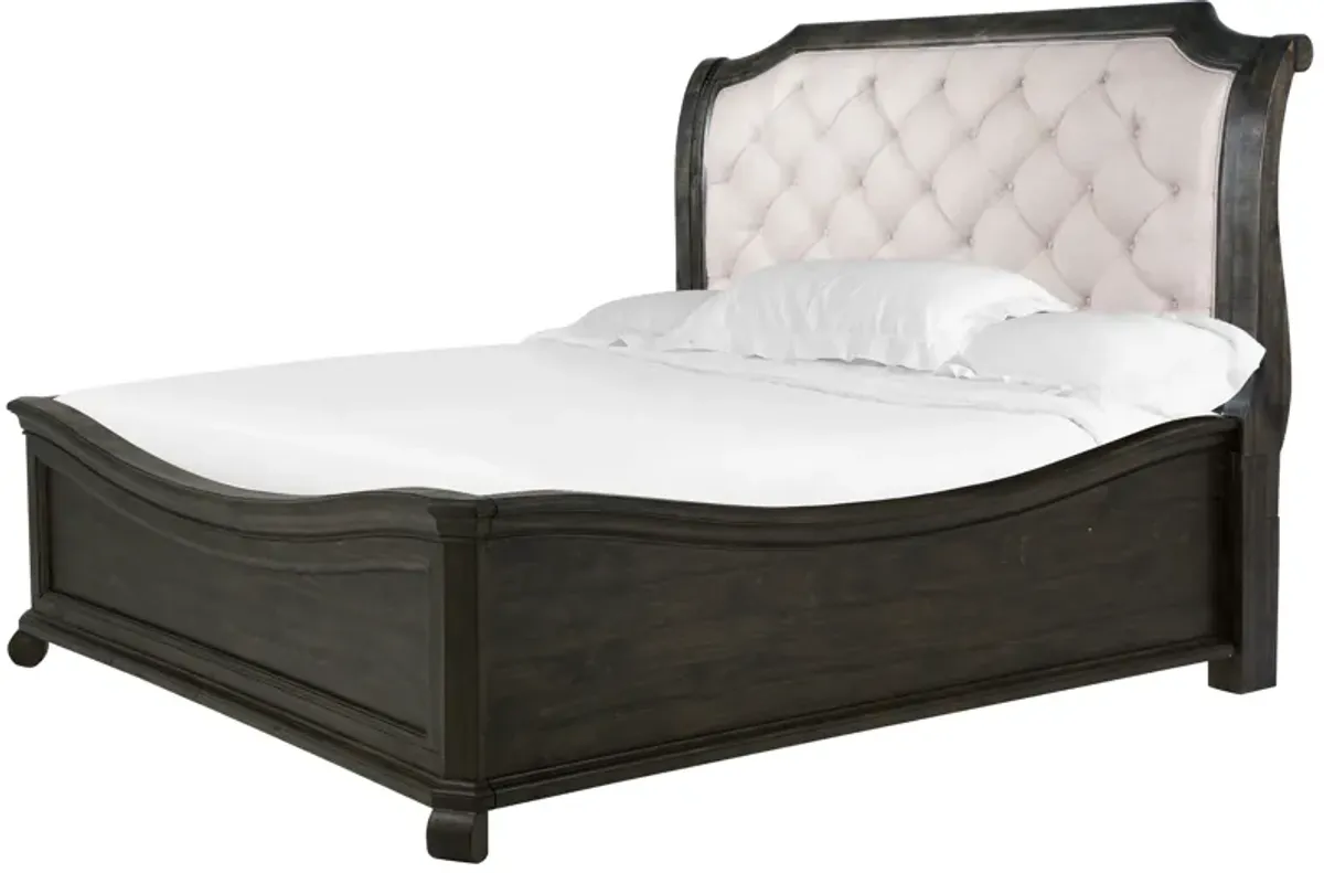 Bellamy Complete King Sleigh Bed w/Shaped Footboard