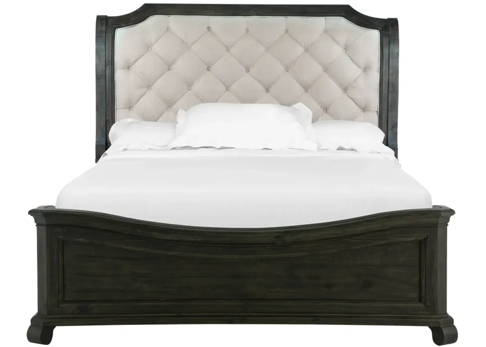 Bellamy Complete King Sleigh Bed w/Shaped Footboard