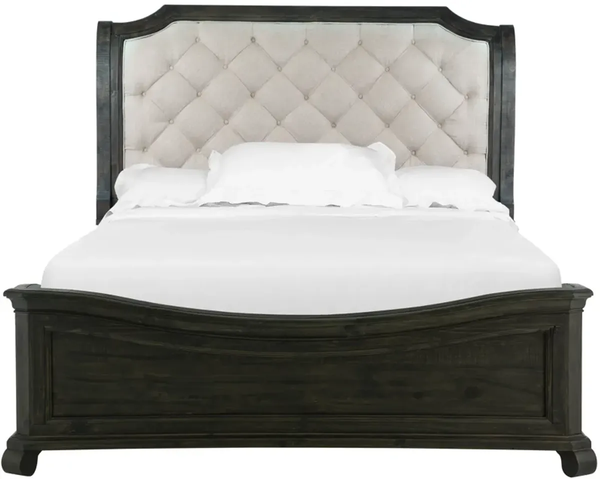 Bellamy Complete King Sleigh Bed w/Shaped Footboard