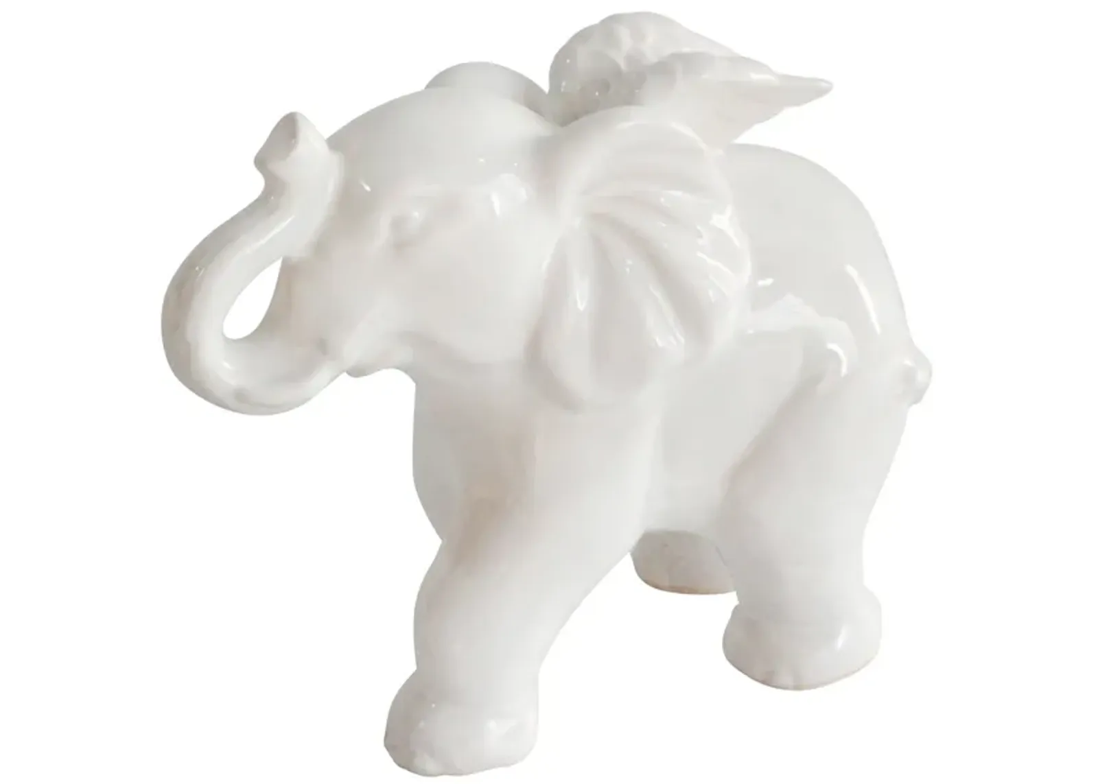 Ceramic 7" Elephant Angel Figurine, White