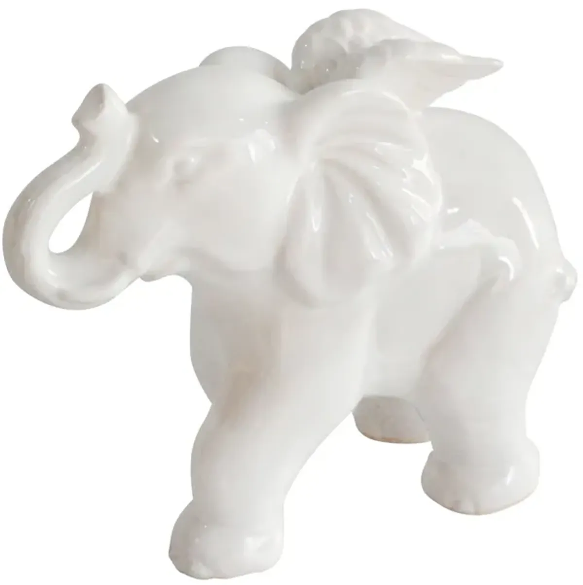 Ceramic 7" Elephant Angel Figurine, White