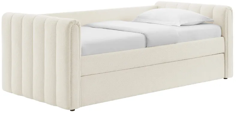 Veyla Channel Tufted Boucle Twin Daybed With Trundle