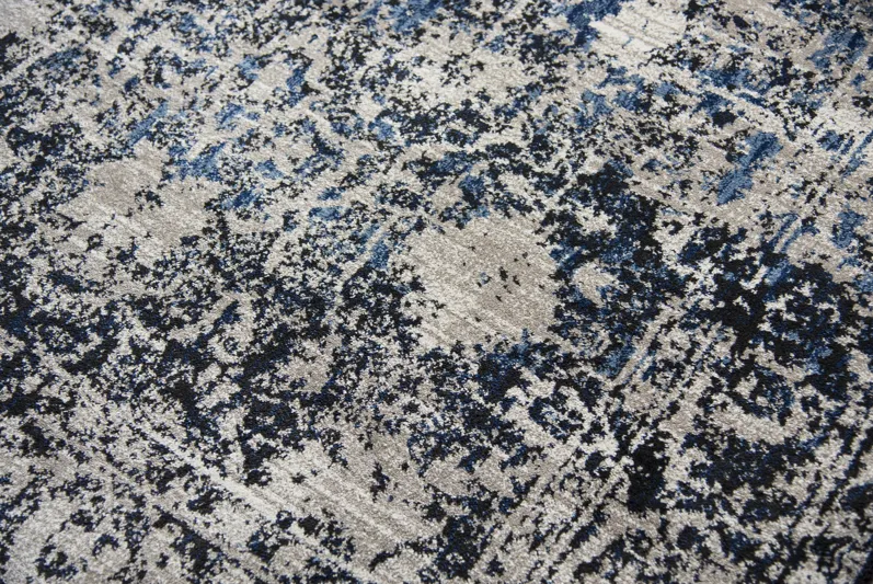 Panache Taupe/Blue Oriental Distress Polypropylene 2'3" x 7'7" Runner Rug