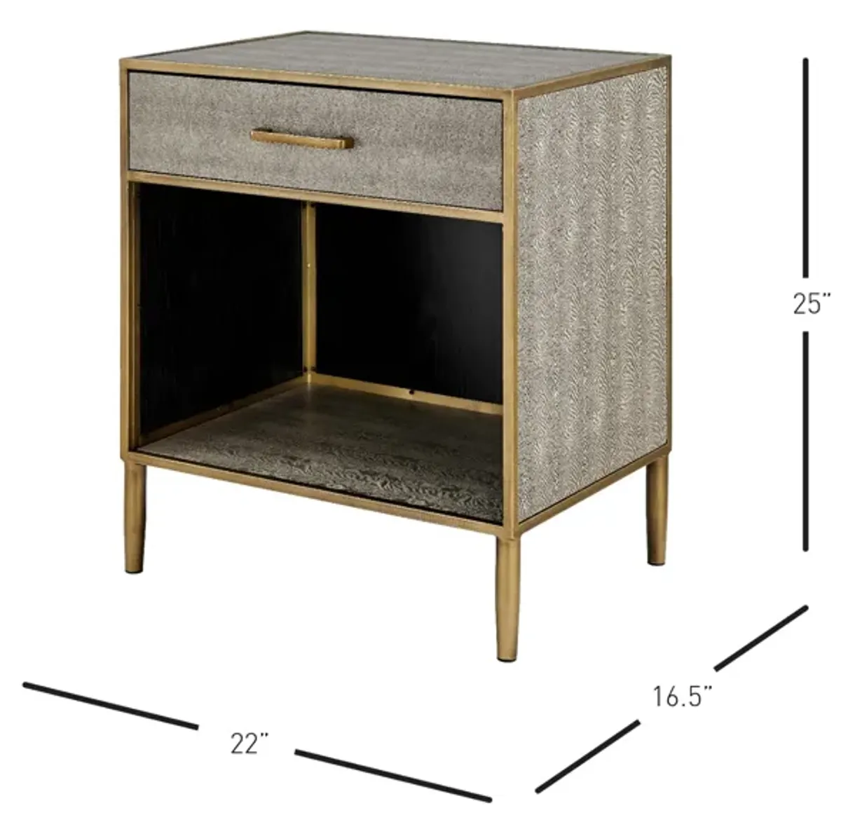 Arista Faux Shagreen Side/ End Table, Chronicle Gray 