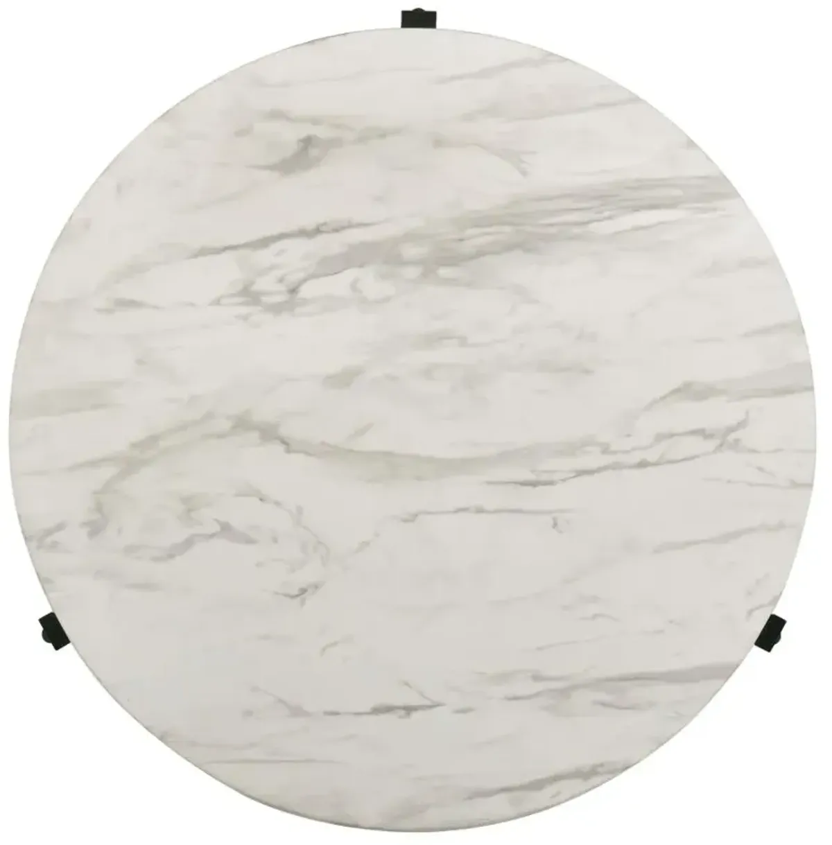 Abbie round Coffee Table Faux White Marble And Black