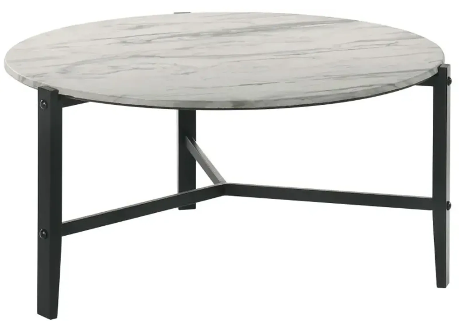 Tandi Round Coffee Table Faux White Marble and Black