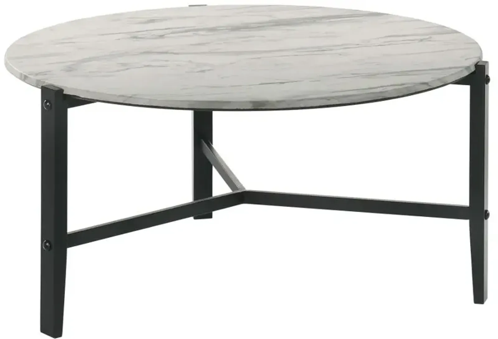 Abbie round Coffee Table Faux White Marble And Black