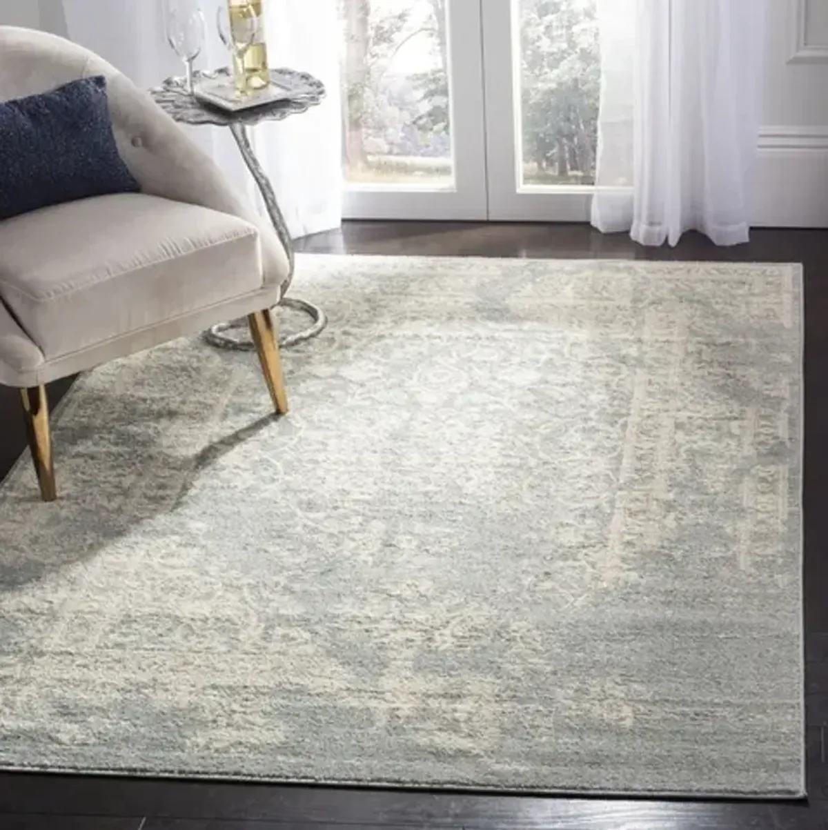 Adirondack Contemporary Slate / Ivory 2'-6" X 10' Powerloomed Rug