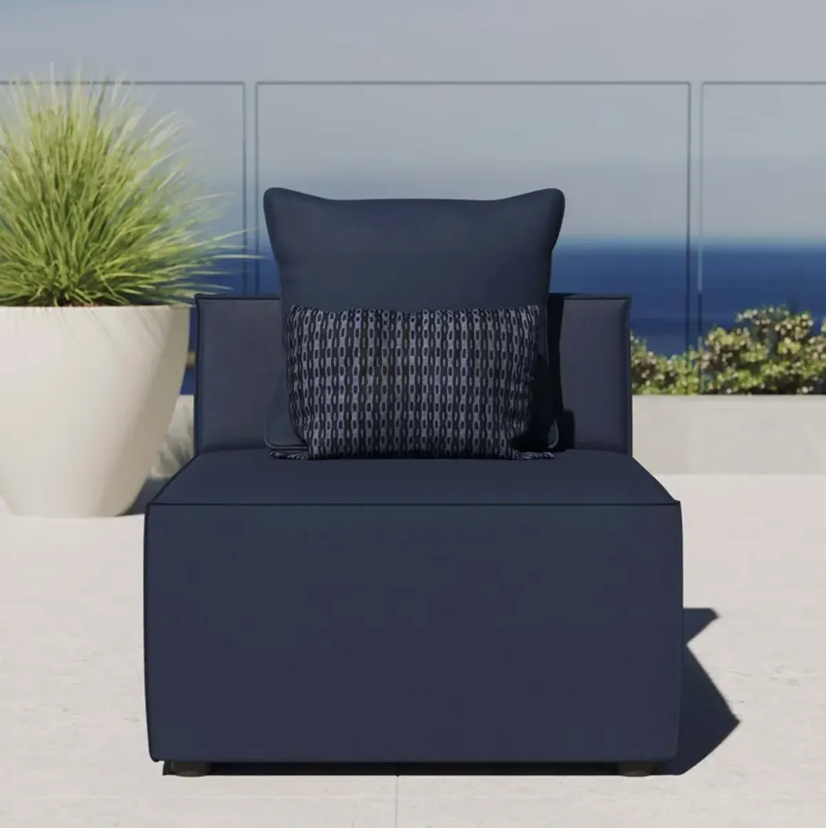 Saybrook Outdoor Patio Upholstered Sectional Sofa Armless Chair