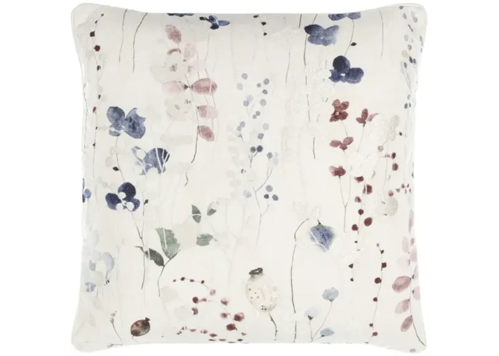 Painterly Florals PFL-002 18"L x 18"W Accent Pillow  - Down Insert