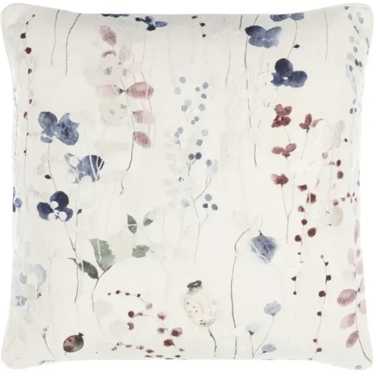 Painterly Florals PFL-002 18"L x 18"W Accent Pillow  - Down Insert