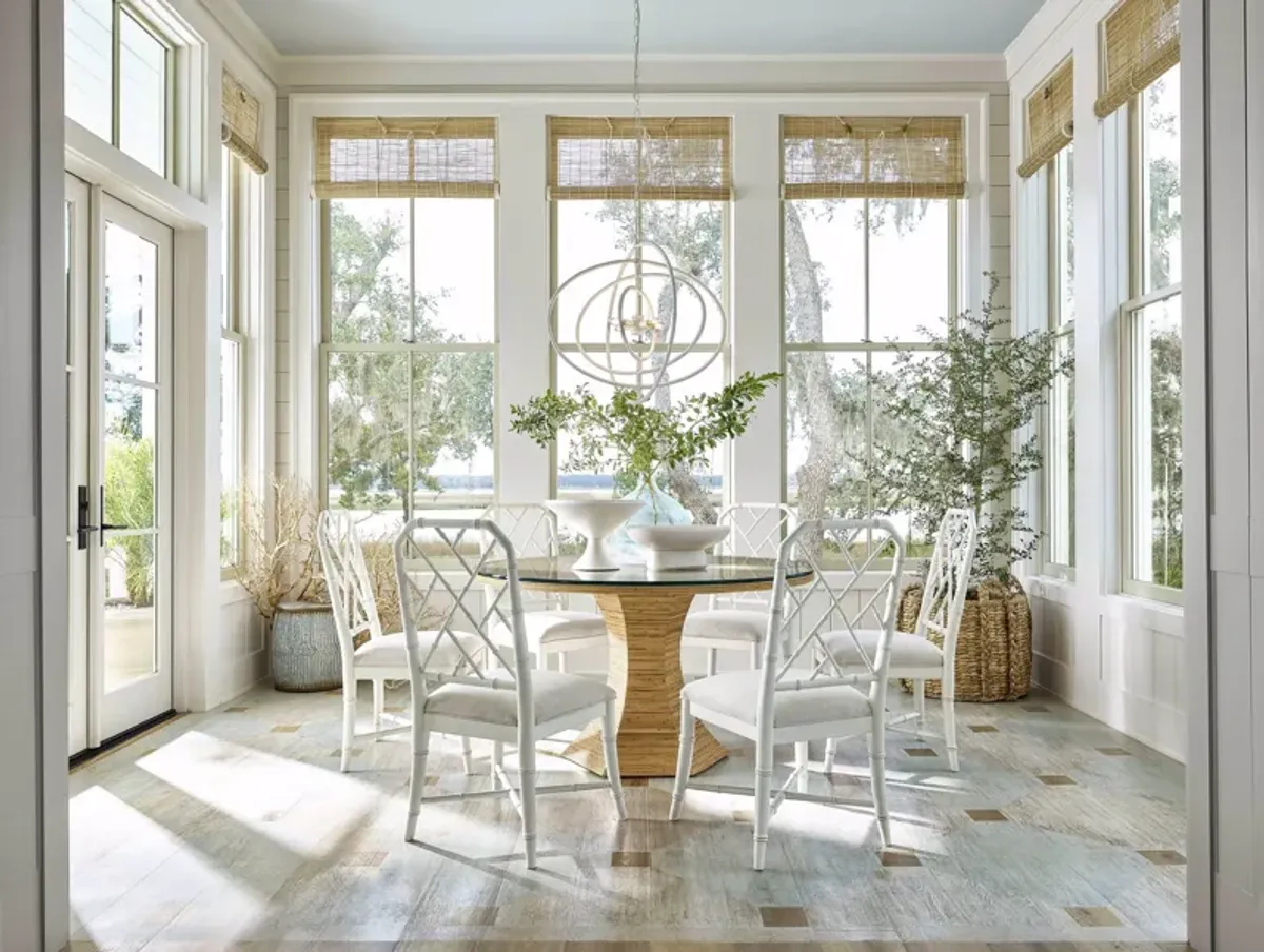 Nantucket Glass Top Round Dining Table 