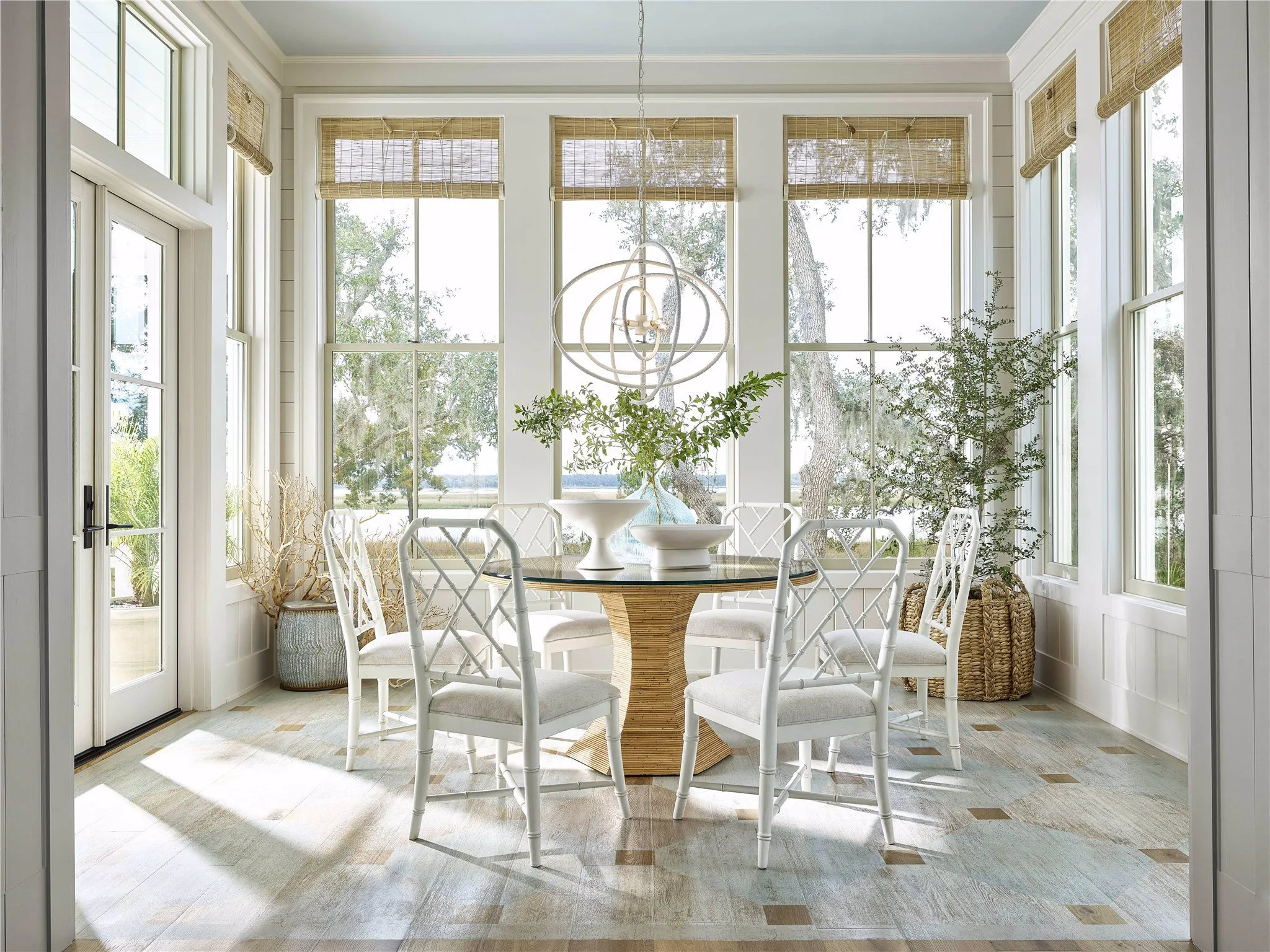 Nantucket Glass Top Round Dining Table 