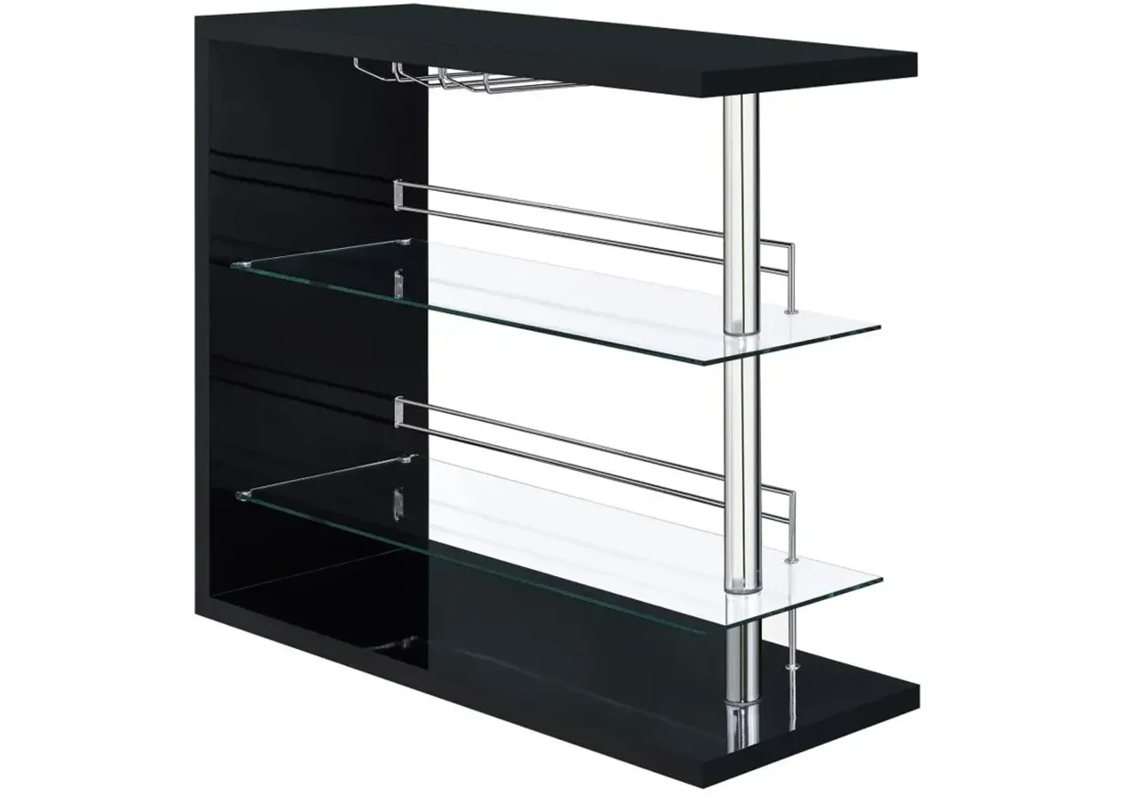 Prescott Rectangular 2-shelf Bar Unit Glossy Black