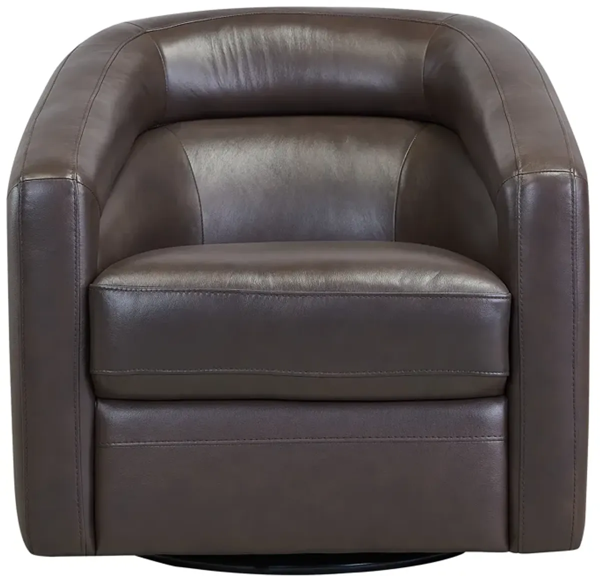 Desi Contemporary Swivel Accent Chair in Espresso Genuine Leather