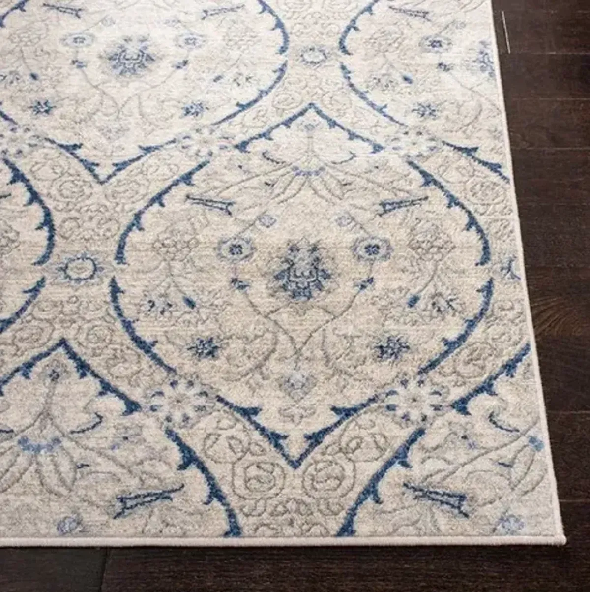 Brentwood 860 Light Grey / Blue 2' X 10' Runner Powerloomed Rug