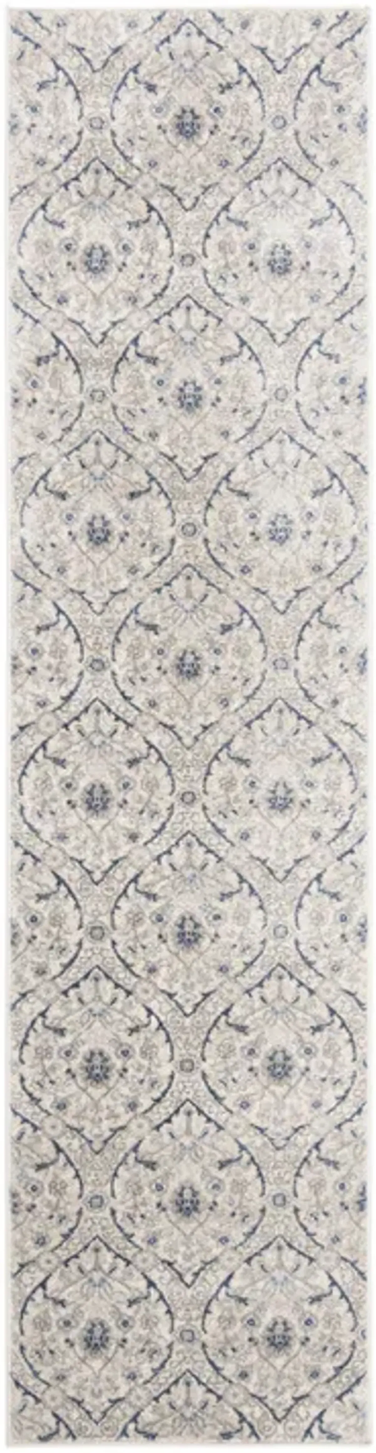 Brentwood 860 Light Grey / Blue 2' X 10' Runner Powerloomed Rug