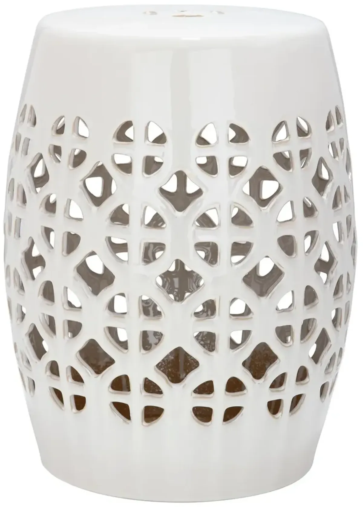 Cream Circle Lattice Garden Stool