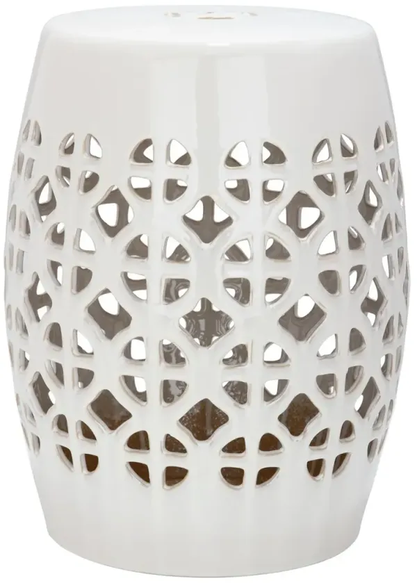 Cream Circle Lattice Garden Stool