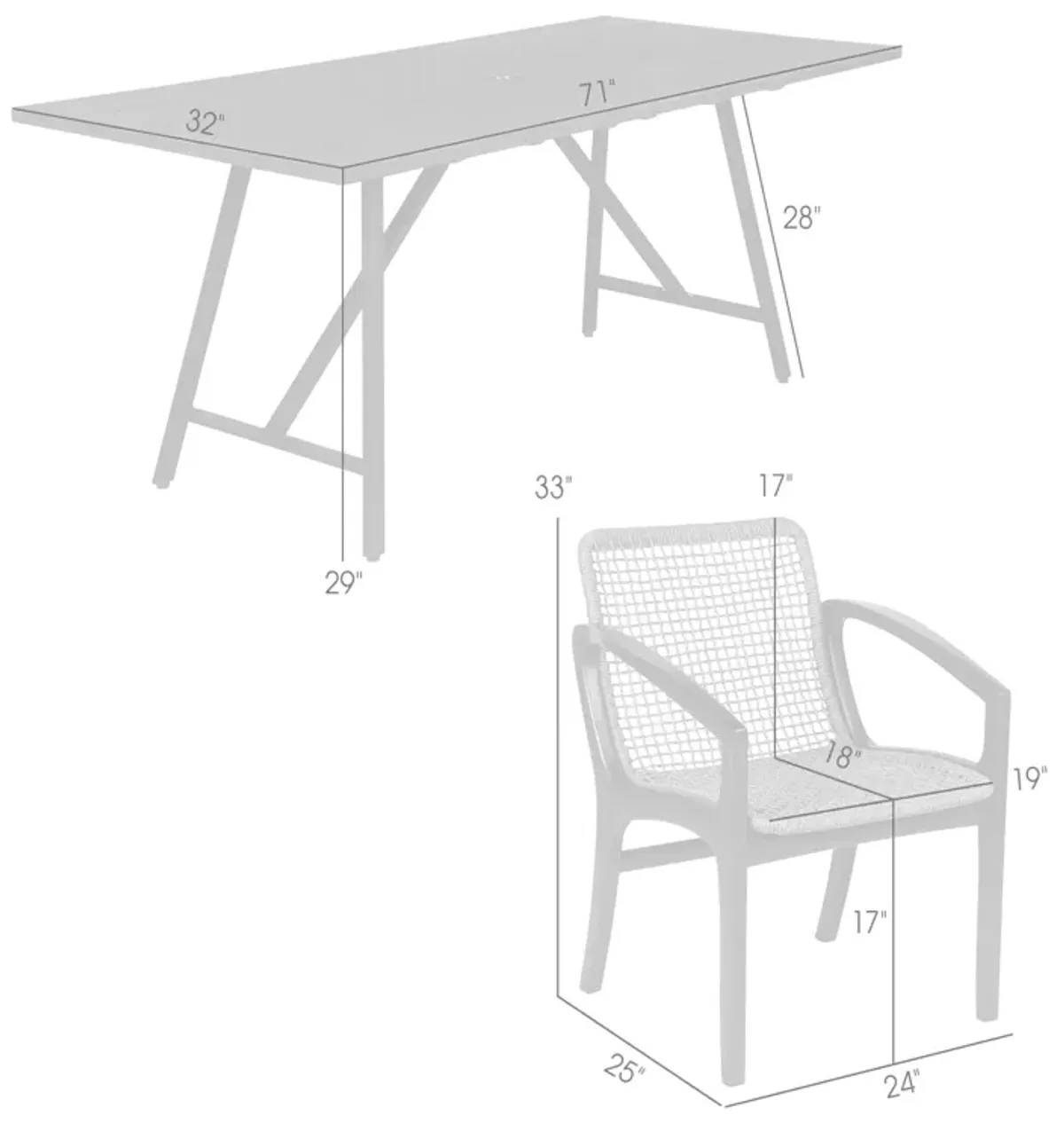 Koala and Brighton 5 Piece Outdoor Patio Dining Set in Dark Eucalyptus Wood and Gray Rope