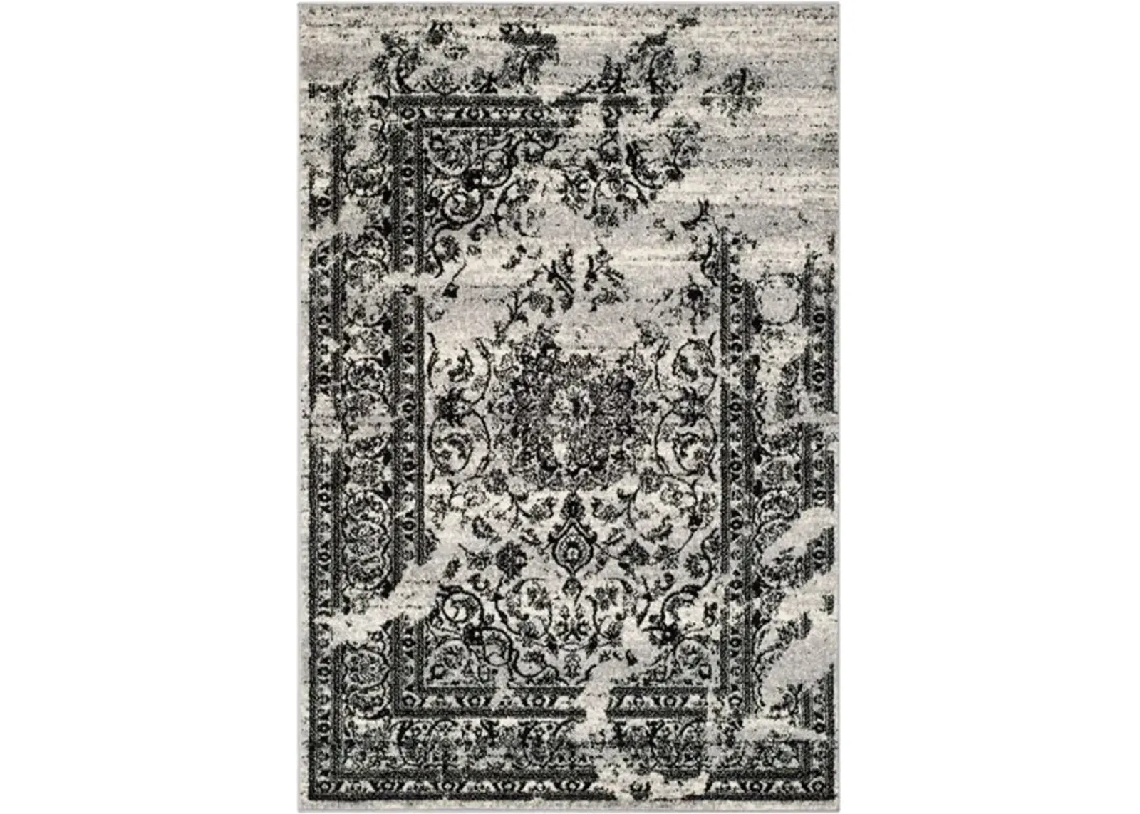 Adirondack Contemporary Silver / Black 6' X 9' Powerloomed Rug