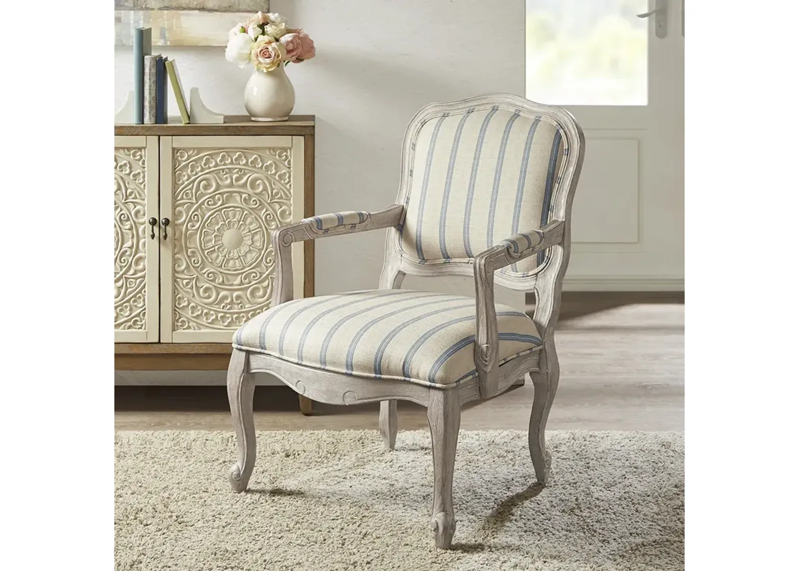 Madison Park Monroe Natural Camel Back Exposed Wood Chair