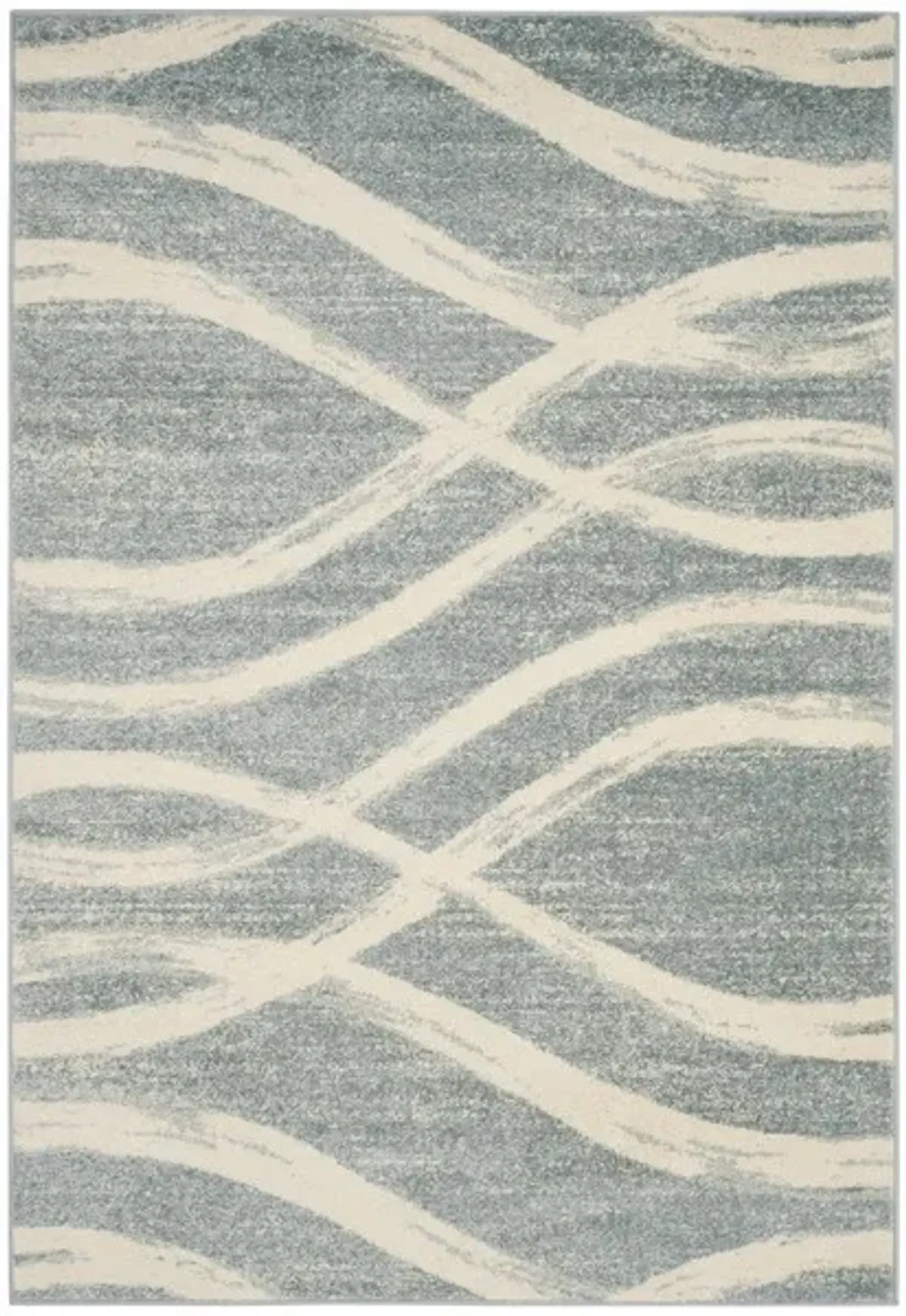 Adirondack Contemporary Cream / Slate 6' X 9' Powerloomed Rug