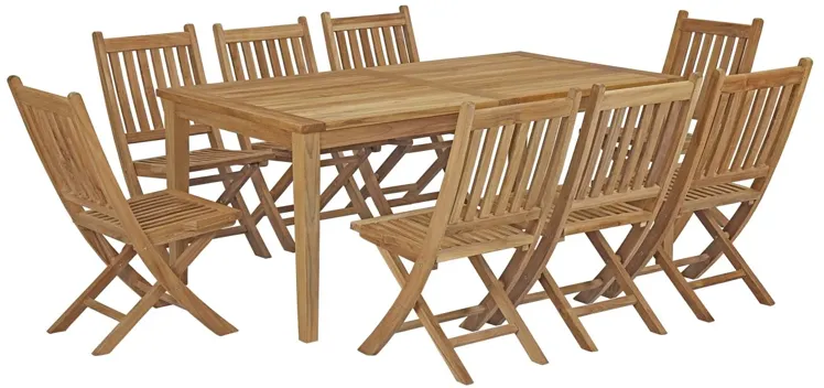 Marina 9 Piece Outdoor Patio Teak Dining Set