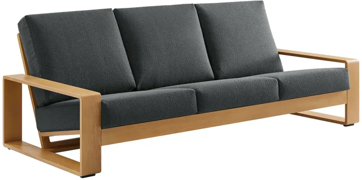 Lirienne Outdoor Patio Aluminum Faux Wood Sofa