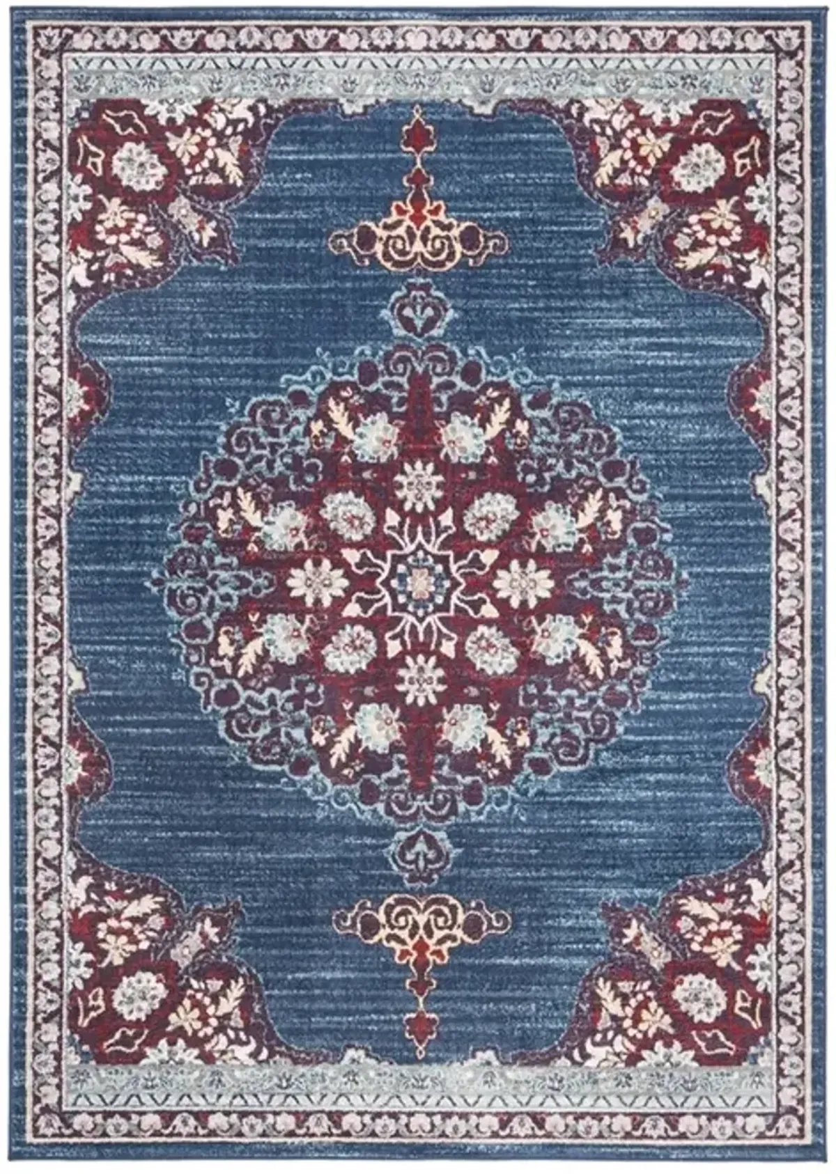 Brentwood 867 Navy / Burgundy 4' X 6' Small Rectangle Powerloomed Rug