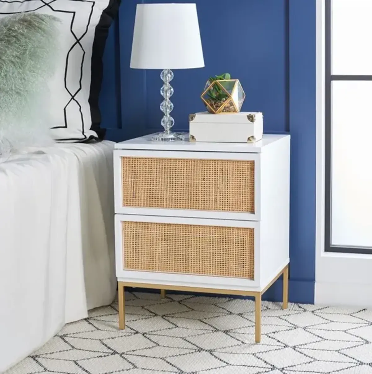 ZADIE 2 DRAWER RATTAN NIGHTSTAND