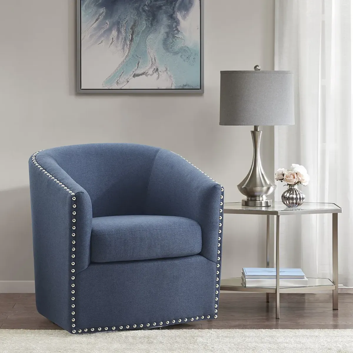 Madison Park Tyler Blue Swivel Chair