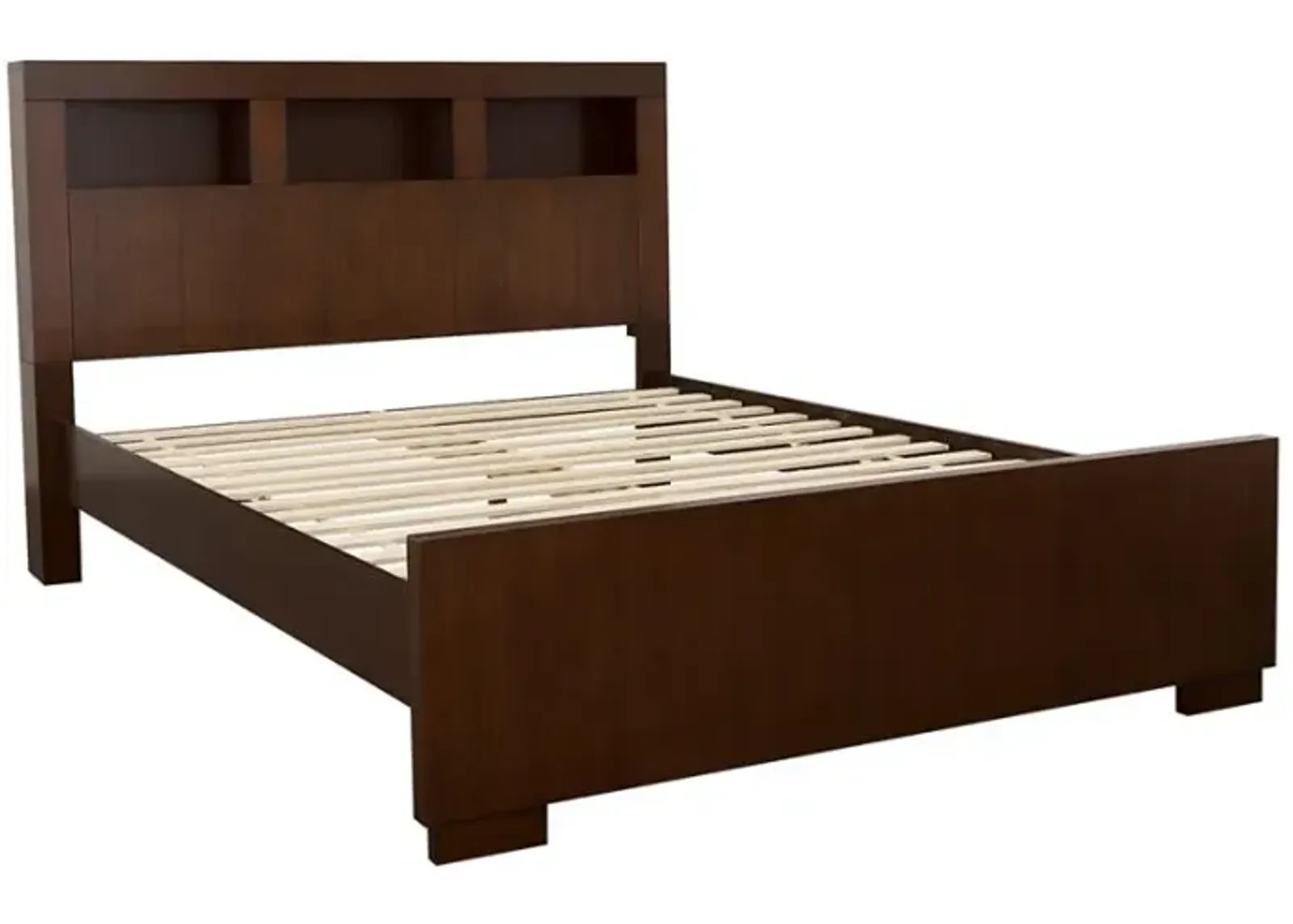 Jessica Eastern King Bed with Storage Headboard Cappuccino