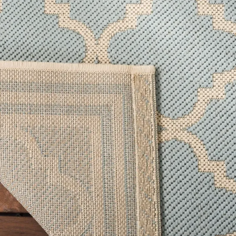 Safavieh BEACH HOUSE Collection BHS121K-28 Aqua / Cream 2'-2" X 8'