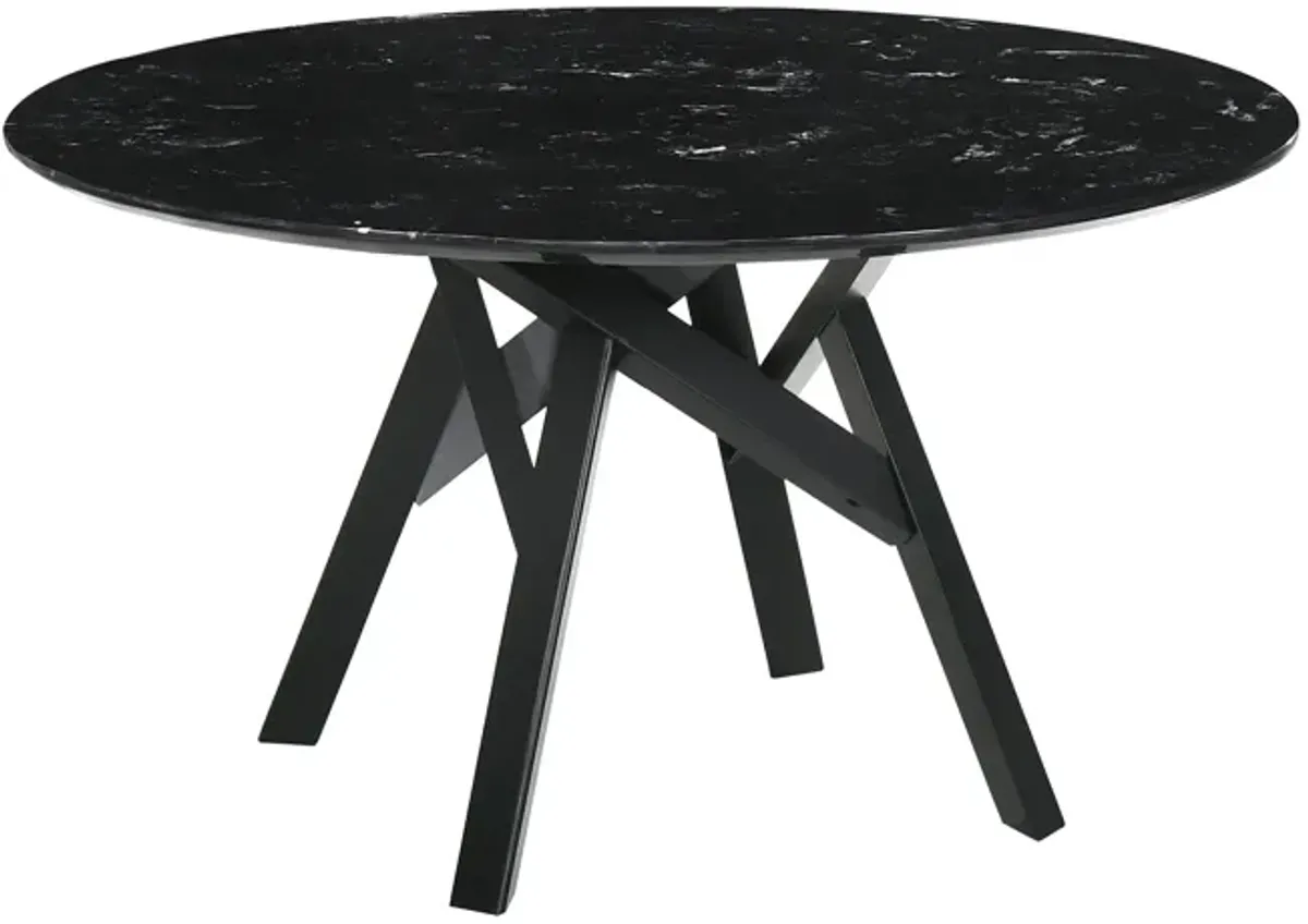 Venus and Jackie 5 Piece Black Marble Round Dining Set